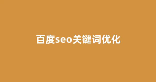 百度seo优化